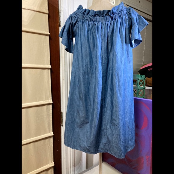 Altar’d State Jean color dress off shoulder cotton - Picture 7 of 8